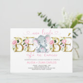 象の女の子の赤ん坊のシャワーの招待スペインの、. 招待状 (スタンド正面)