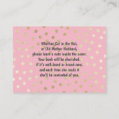 象の女の子は本のベビーシャワーの挿入物を持って来ます エンクロージャーカード (裏面)