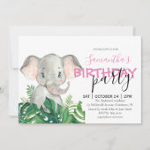 象の女の子誕生日発表 案内状 (正面)
