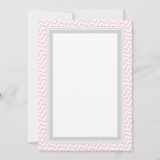 象の女の赤ちゃんのシャワーの招待状のピンクシェブロン 招待状 (裏面)