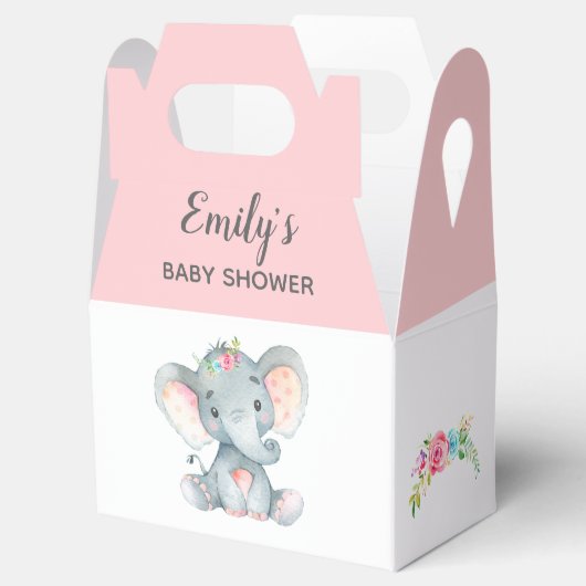 象の好意ボックス(女の子の赤ちゃんシャワー/誕生日) フェイバーボックス (オープン)