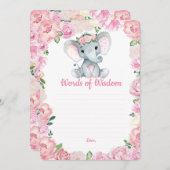 象の娘が知恵の言葉をシャワー 招待状 (正面/裏面)