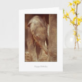 象の子牛のバースデー・カード カード (黄色い花)