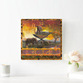 象の守護者「その絆」 スクエア壁時計 (ホーム)