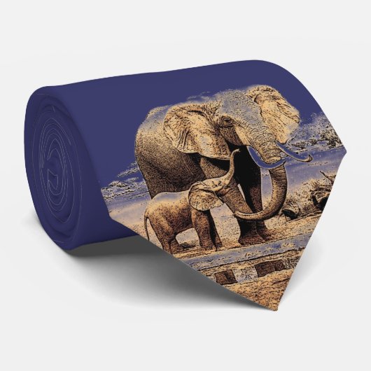 象の家族のアートワーク首のネクタイ ネクタイ (ロール)