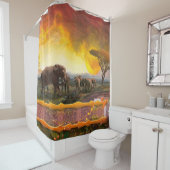 象の家族ネクタイ シャワーカーテン (インサイチュ)