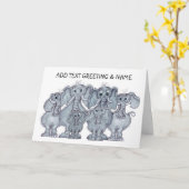 象の家族 カード (黄色い花)