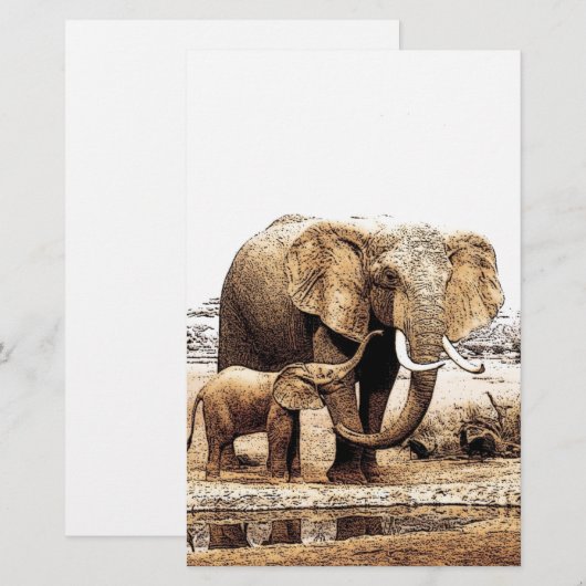 象の家族 便箋 (正面/裏面)