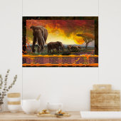 象の家族「結びつく絆」 ポスター (キッチン)