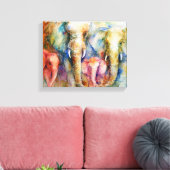 象の家絵画族の壁画をキャンバスに キャンバスプリント (インサイチュ (リビング))