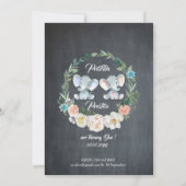 象の対の女の子少年の招待状、花柄、ベビー第1 招待状 (裏面)