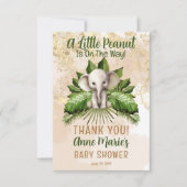 象の小さなピーナッツは赤ちゃんシャワーの途中にある サンキューカード (正面)