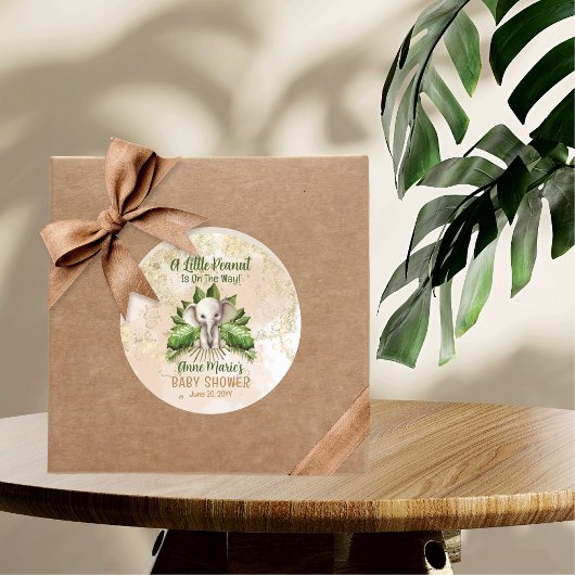 象の小さなピーナッツは赤ちゃんシャワーの途中にある ラウンドシール