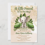 象の小さなピーナッツは赤ちゃんシャワーの途中にある 招待状 (正面)