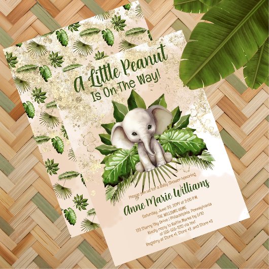 象の小さなピーナッツは赤ちゃんシャワーの途中にある 招待状
