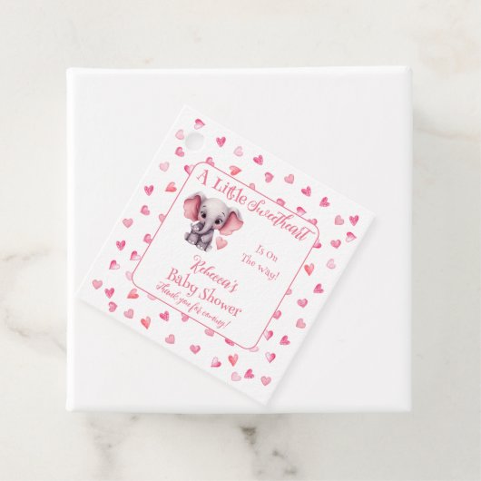 象の小さな恋人の女の子赤ちゃんシャワー フェイバータグ (インサイチュ)