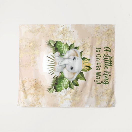 象の小さな王が彼の途中で赤ちゃんシャワー タペストリー (正面(横))