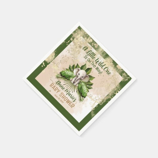 象の小さな野生の人が赤ちゃんシャワーの途中にある スタンダードカクテルナプキン (角)