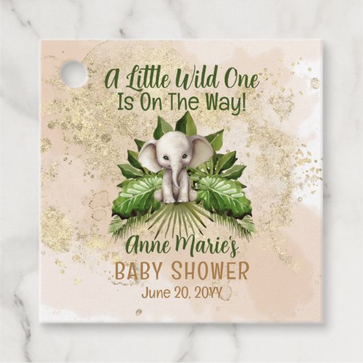 象の小さな野生の人が赤ちゃんシャワーの途中にある フェイバータグ (正面)