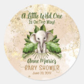 象の小さな野生の人が赤ちゃんシャワーの途中にある ラウンドシール (正面)