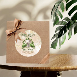 象の小さな野生の人が赤ちゃんシャワーの途中にある ラウンドシール