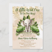 象の小さな野生の人が赤ちゃんシャワーの途中にある 招待状 (正面)