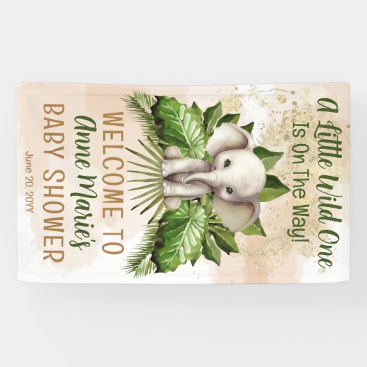 象の小さな野生の人が赤ちゃんシャワーの途中にある 横断幕 (横)