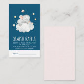 象の少女 | ネイビー赤ちゃんシャワーおむつラッフル エンクロージャーカード (正面/裏面)