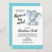 象の少年がメールでかわいいシャワーを浴びる 招待状 (正面/裏面)