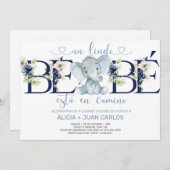 象の少年のシャワーの招待スペインの。 招待状 (正面/裏面)