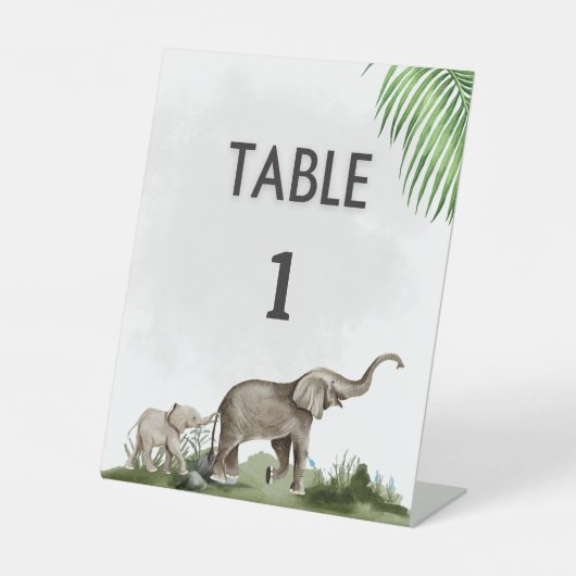 象の少年の赤ちゃんシャワー野生の1ペデスタルサイン 台座サイン (正面)