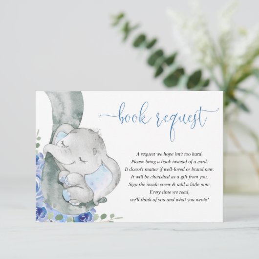 象の少年の青いフローラの書籍ベビー要求 エンクロージャーカード (スタンド正面)