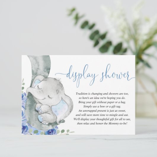 象の少年の青いフローラディスプレイシャワー エンクロージャーカード (スタンド正面)