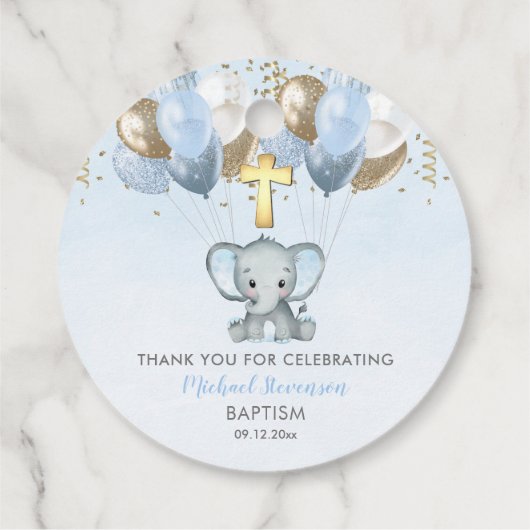 象の少年バルーズバプテスマありがとうギフトラベル フェイバータグ (裏面)