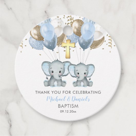 象の少年バルーズバプテスマありがとうギフトラベル フェイバータグ (正面)