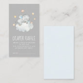 象の少年 |グレーベビーシャワーおむつラッフル エンクロージャーカード (正面/裏面)