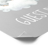 象の少年 |グレー赤ちゃんシャワーのゲストブックサイン ポスター (角)