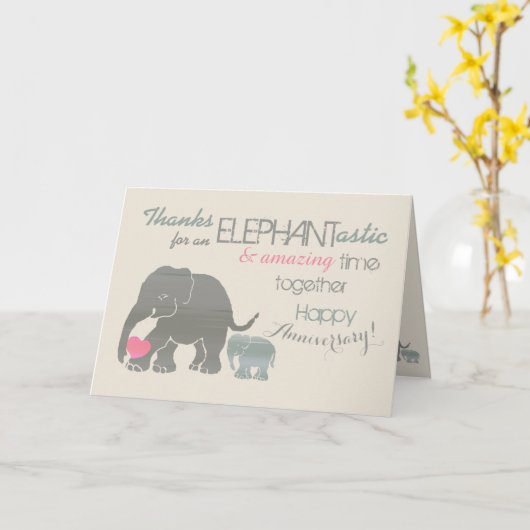 象の幸せな記念日を驚かせるヴィンテージ カード (黄色い花)