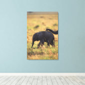 象の幹が子孫に触れる（ケニア） キャンバスプリント (インサイチュ (ウッドフロア))