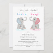 象の性別がパーティーの赤ちゃんシャワーを明らかにする 招待状 (正面)