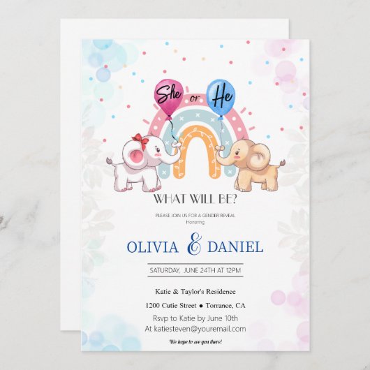 象の性別による暴露招待状» 招待状 (正面/裏面)