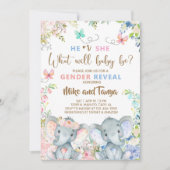 象の性別は、招待状、ピンク色の青い花を明らかにする。 招待状 (正面)