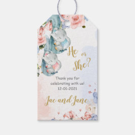 象の性別リビールサンキューラベル ギフトタグ