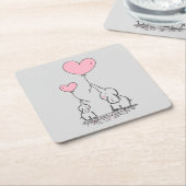 象の愛 スクエアペーパーコースター (アングル)