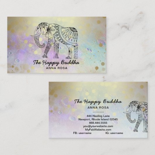 *~*象の手描きの太陰仏金ゴールド 名刺 (正面/裏面)