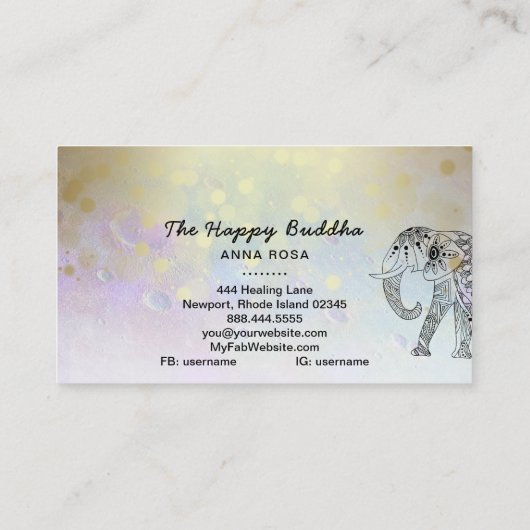 *～*象の手描きの太陰仏金ゴールド 名刺 (裏面)