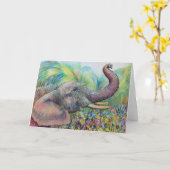 象の挨拶状 カード (黄色い花)