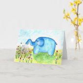 象の挨拶状 カード (黄色い花)