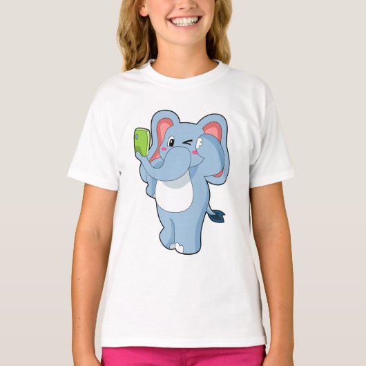 象の携帯電話 Tシャツ (正面)
