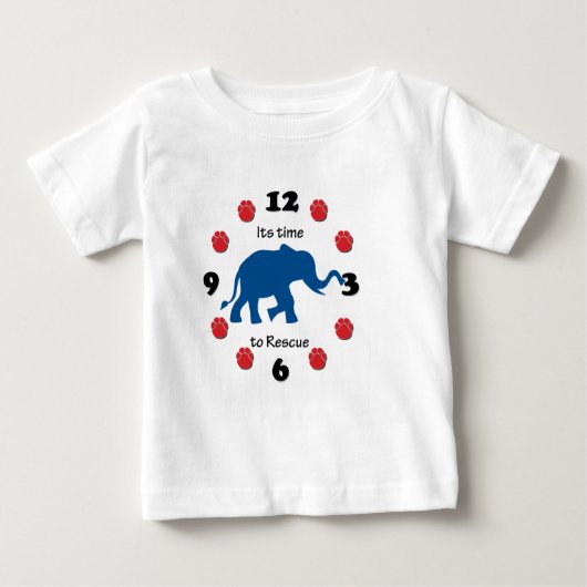 象の救助時間Clocki ベビーTシャツ (正面)